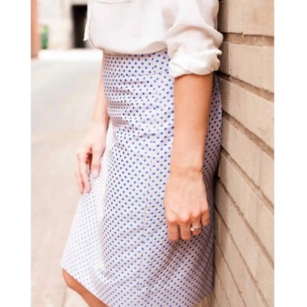 J. Crew No. 2 Pencil Skirt in Blue Jacquard Dot